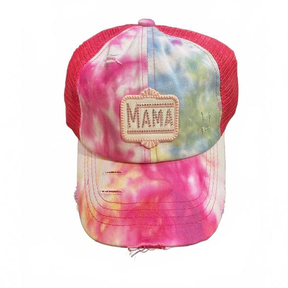 NEW CC BEANIES women's retro mama ponytail trucker cap in pink - Picture 1 of 1
